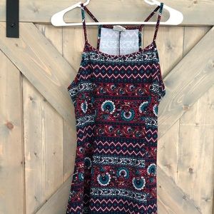 Colorful Short Flared Dress with Halter Back